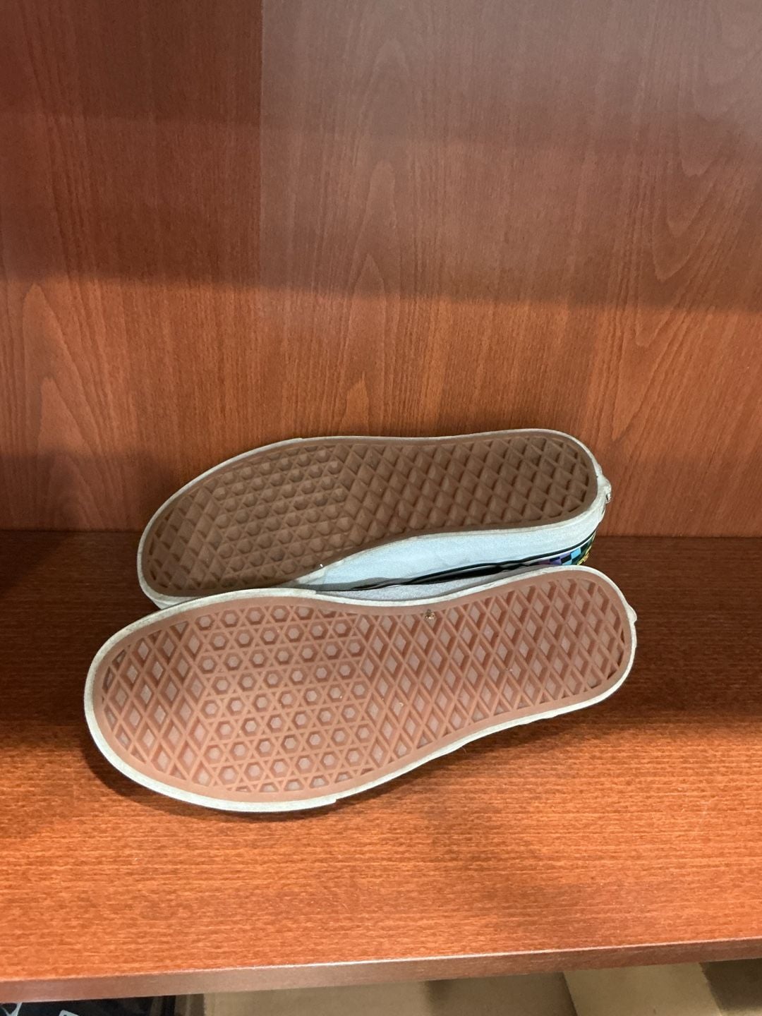 Vans Classic womens Slip-On Rainbow Checkerboard Sneakers. #68 3