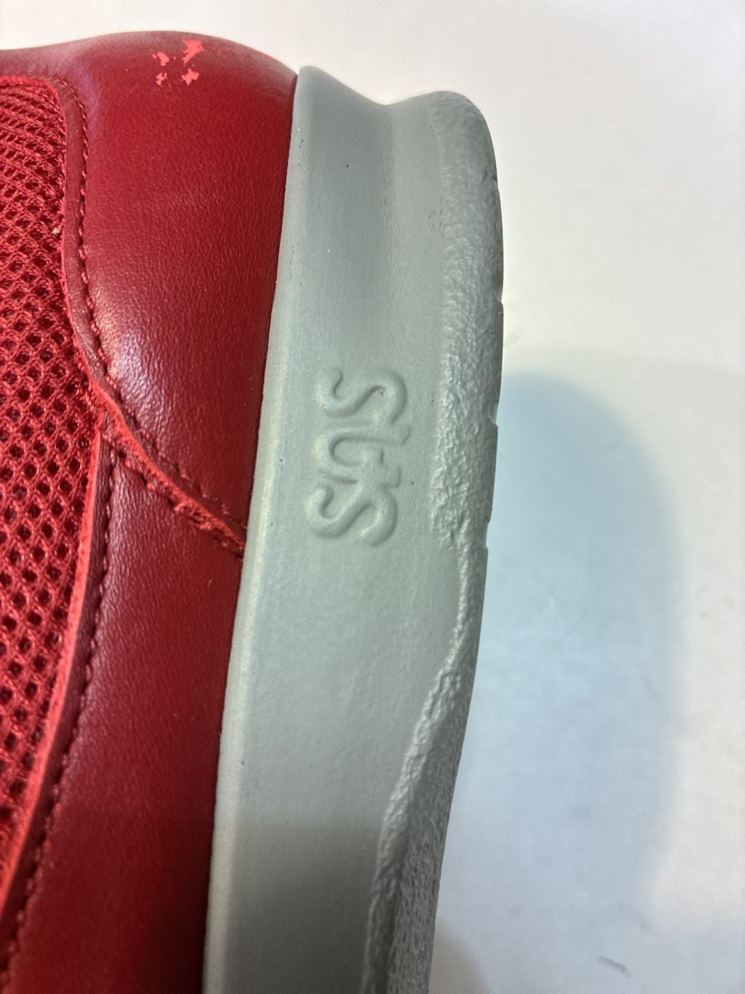 SAS FT Mesh Ruby Sneakers Red Leather Walking Shoes 4