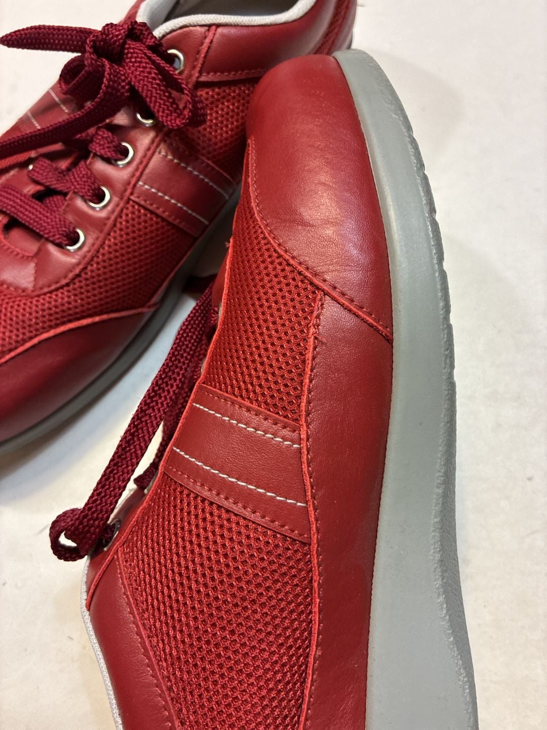 SAS FT Mesh Ruby Sneakers Red Leather Walking Shoes 8