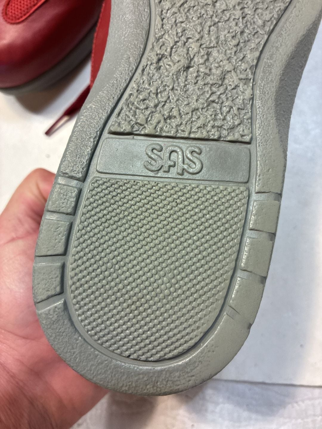 SAS FT Mesh Ruby Sneakers Red Leather Walking Shoes 9