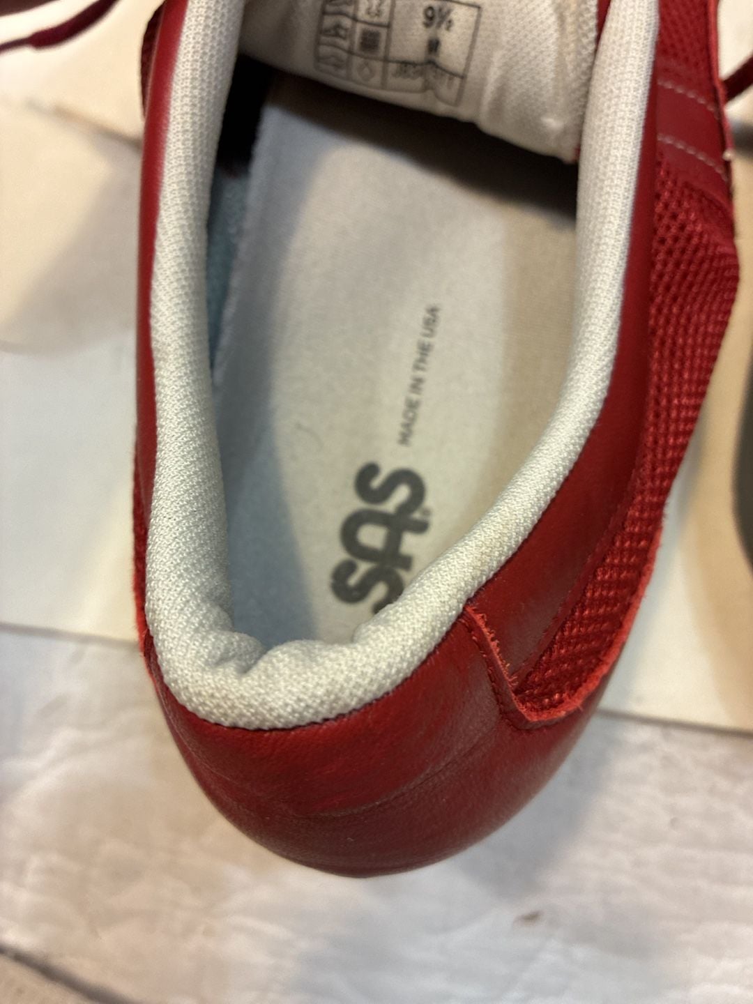SAS FT Mesh Ruby Sneakers Red Leather Walking Shoes 12
