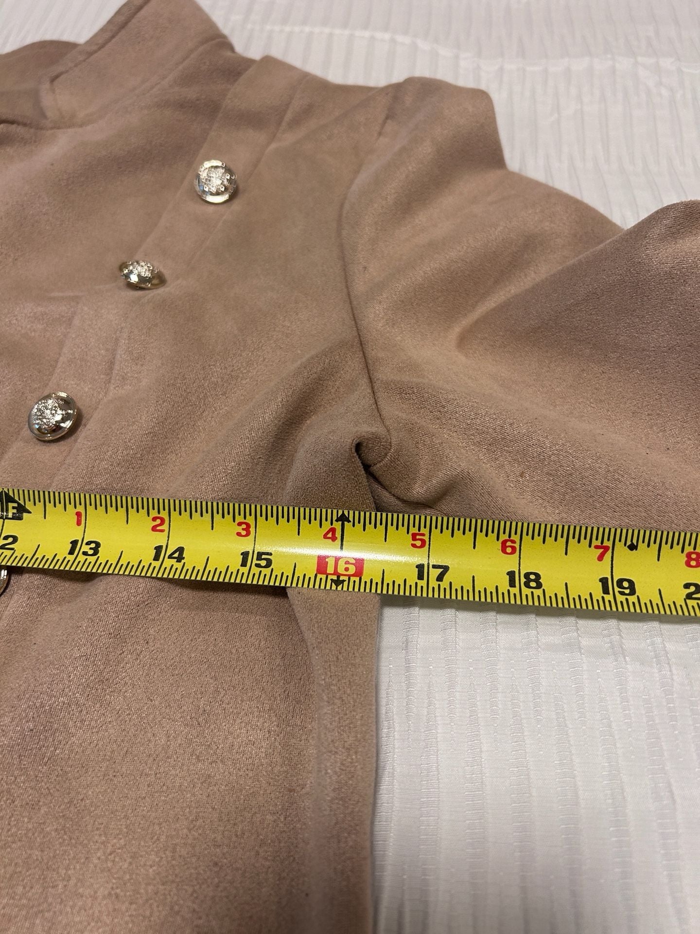 SHEIN Military Jacket Size US 8/10 Tan Faux Suede Gold Buttons 8