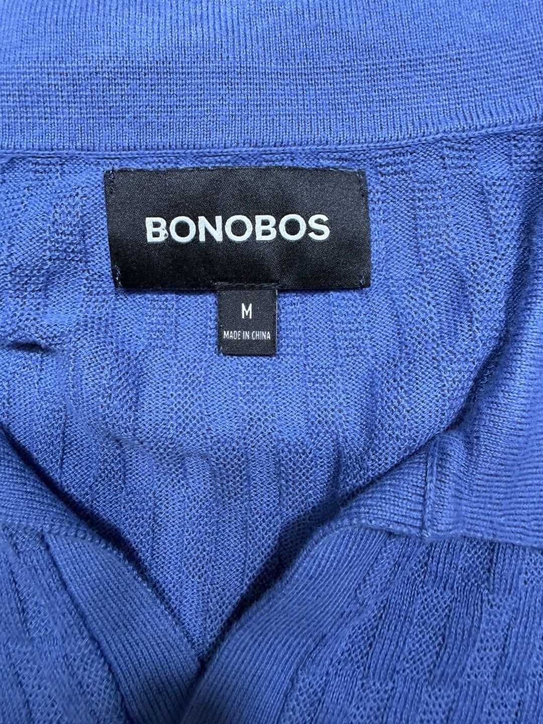 Bonobos Knit Polo Size M Blue Cotton Short Sleeve Sweater 4
