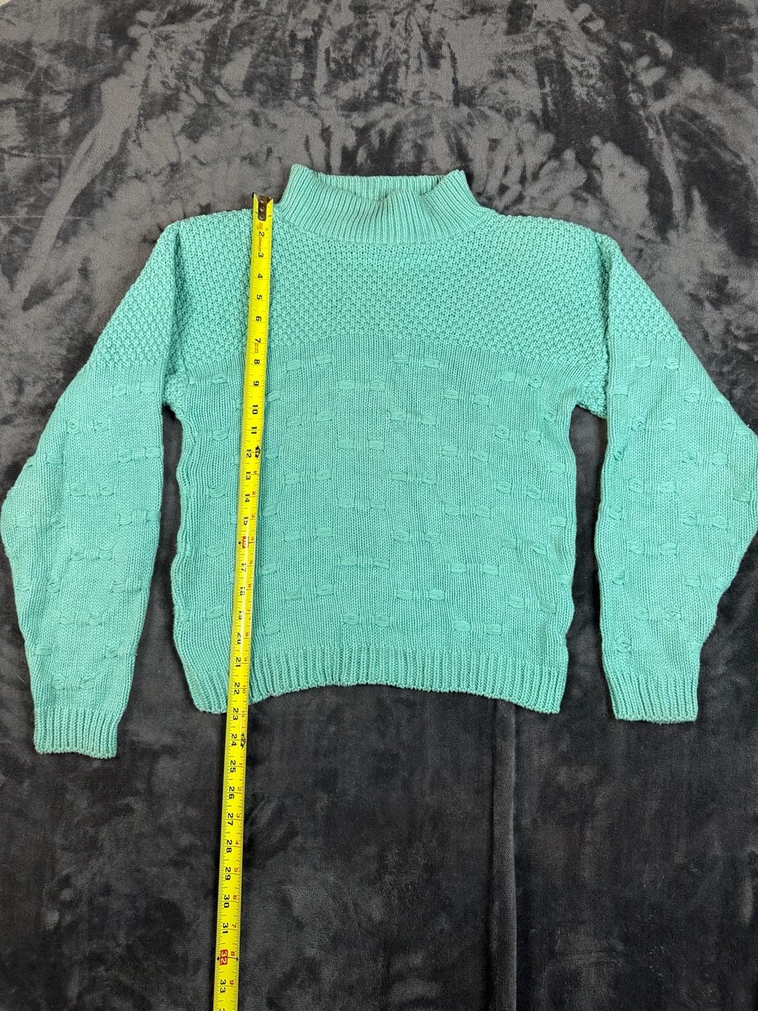 Winona Knits Mock Neck Sweater Size S Mint Green Cotton Vintage 2