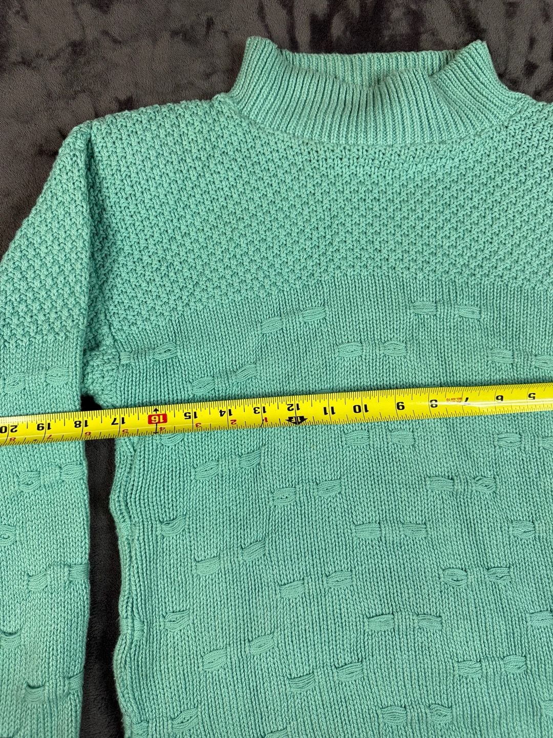 Winona Knits Mock Neck Sweater Size S Mint Green Cotton Vintage 3