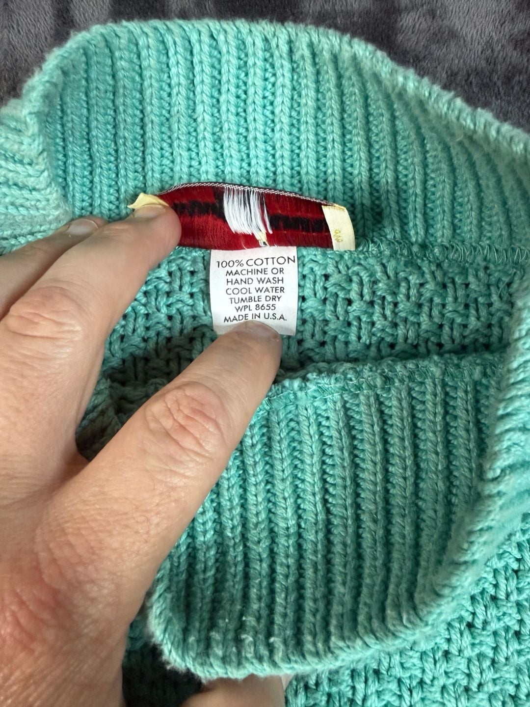 Winona Knits Mock Neck Sweater Size S Mint Green Cotton Vintage 4