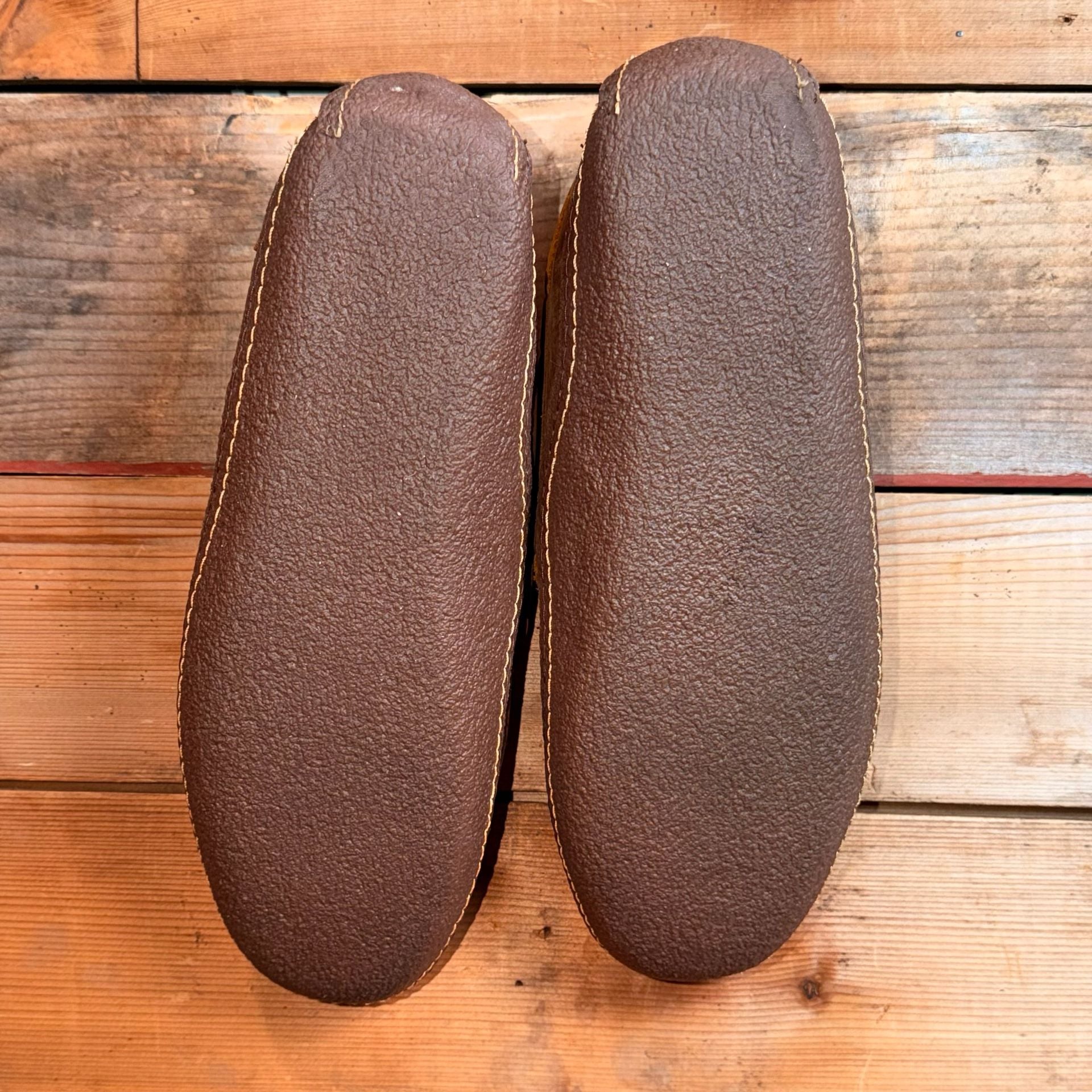 L.L.Bean Handsewn Flannel-Lined Leather Slippers Size 12 Medium Brown 7