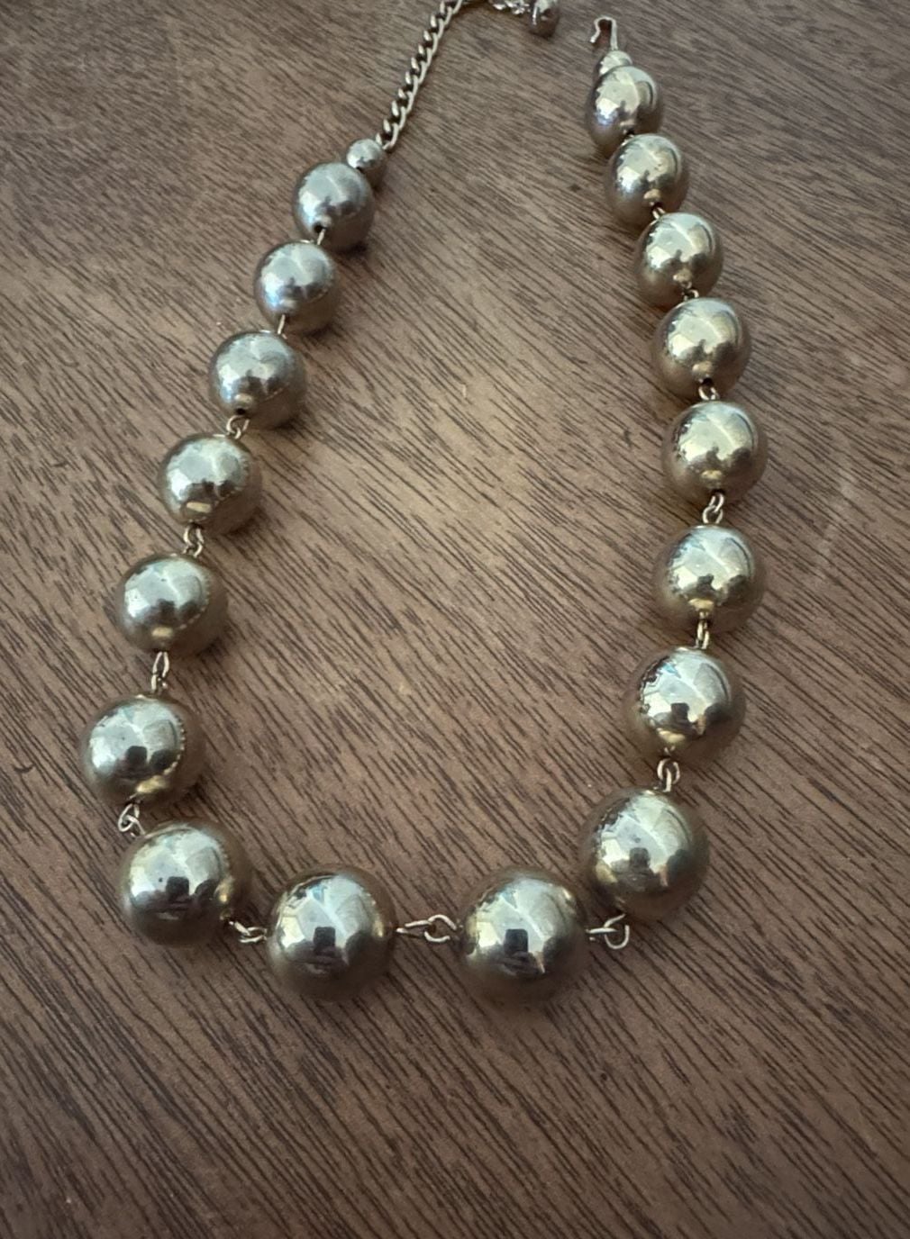 Marvella Vintage Silver Tone Beaded Ball Necklace 18.5 Inches 2