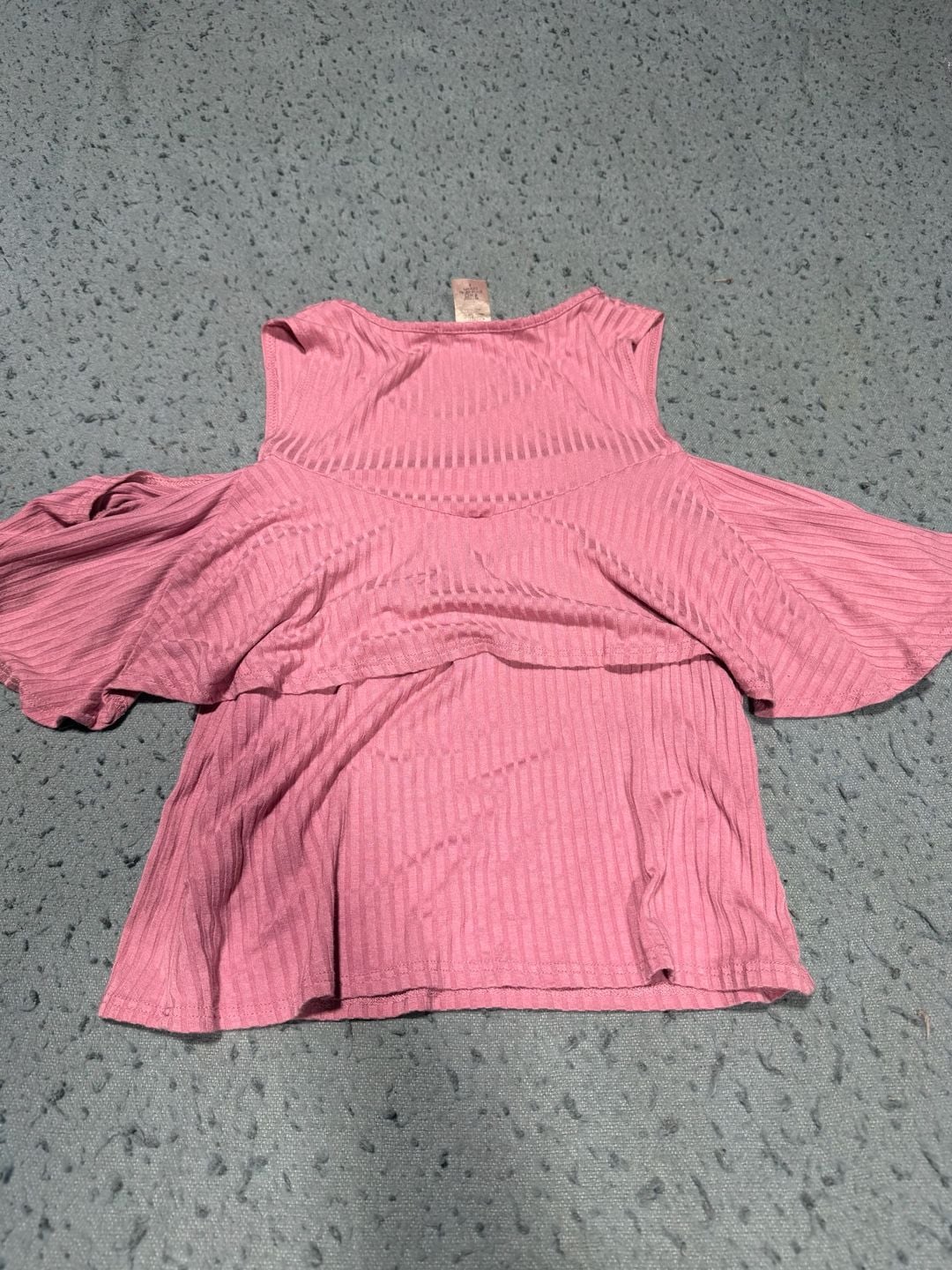 Band Crush Cold Shoulder Top Size S Pink Ribbed Ruffle Overlay 4