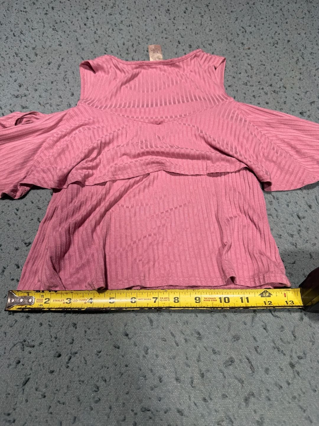 Band Crush Cold Shoulder Top Size S Pink Ribbed Ruffle Overlay 5