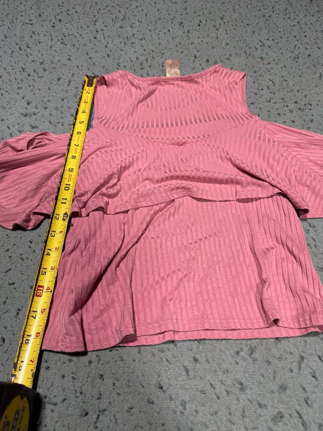 Band Crush Cold Shoulder Top Size S Pink Ribbed Ruffle Overlay 6