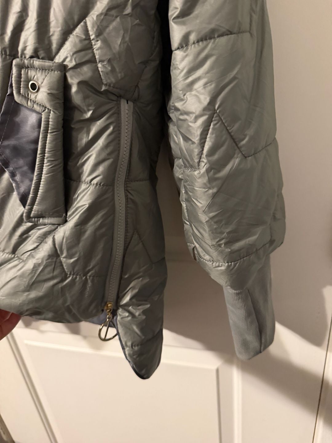 Puffer Jacket Size XXL Gray Hooded Quilted Coat 4