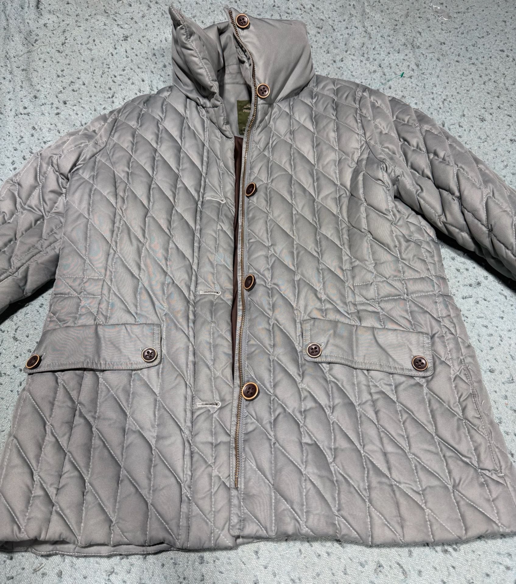 Eddie Bauer Premium Goose Down Jacket Petite M Grey Quilted 2