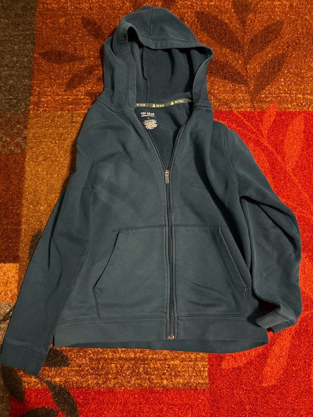 Tek Gear Ultrasoft Fleece Zip Hoodie Size L Teal Blue Full Zip Sweatshirt 2