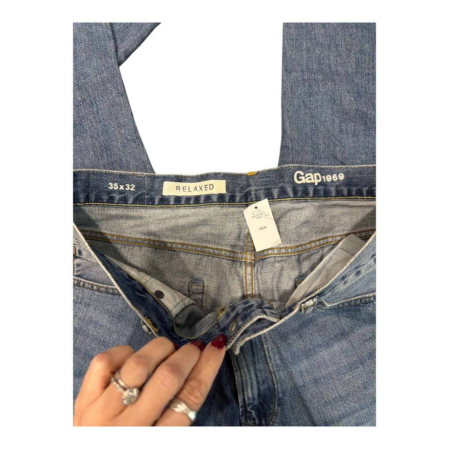 Gap 1969 Relaxed Jeans Size 35x32 Blue Denim 4