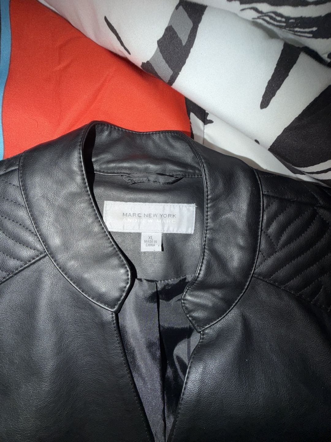 Marc New York Andrew Marc Jacket Size XL Black Faux Leather Quilted 2