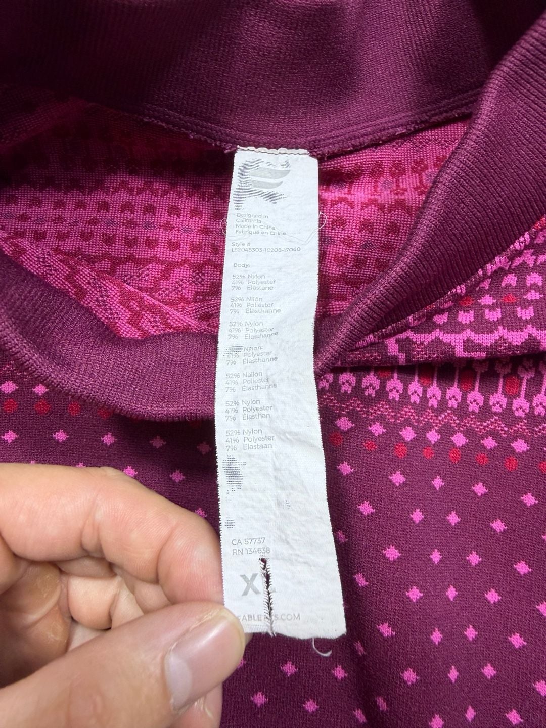 Fabletics Holly Seamless Long-Sleeve Top Size XL Burgundy 4