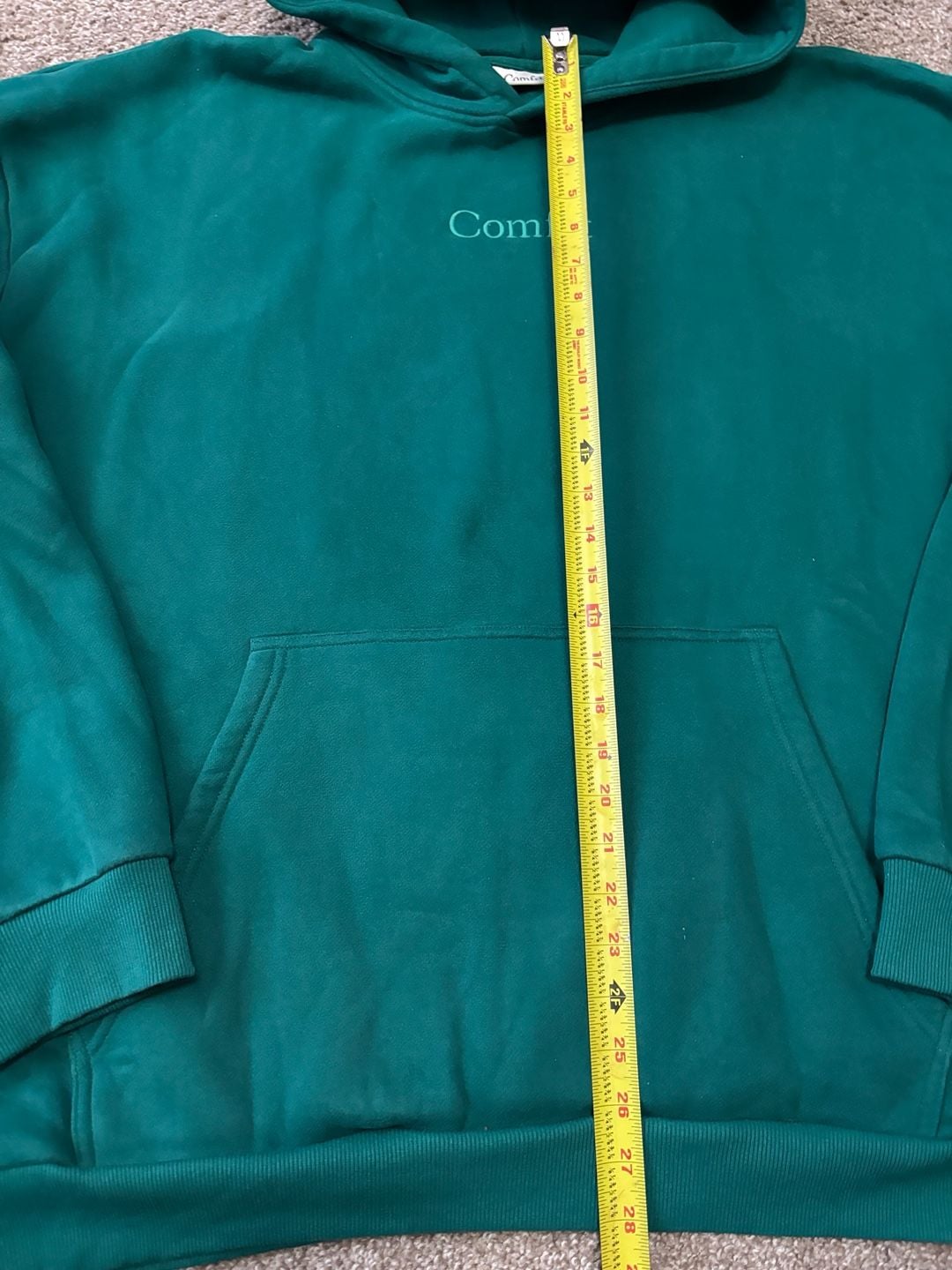 Modern Heavyweight Comfrt Hoodie Size 3XL Emerald Green Oversized Pullover Sweatshirt 3