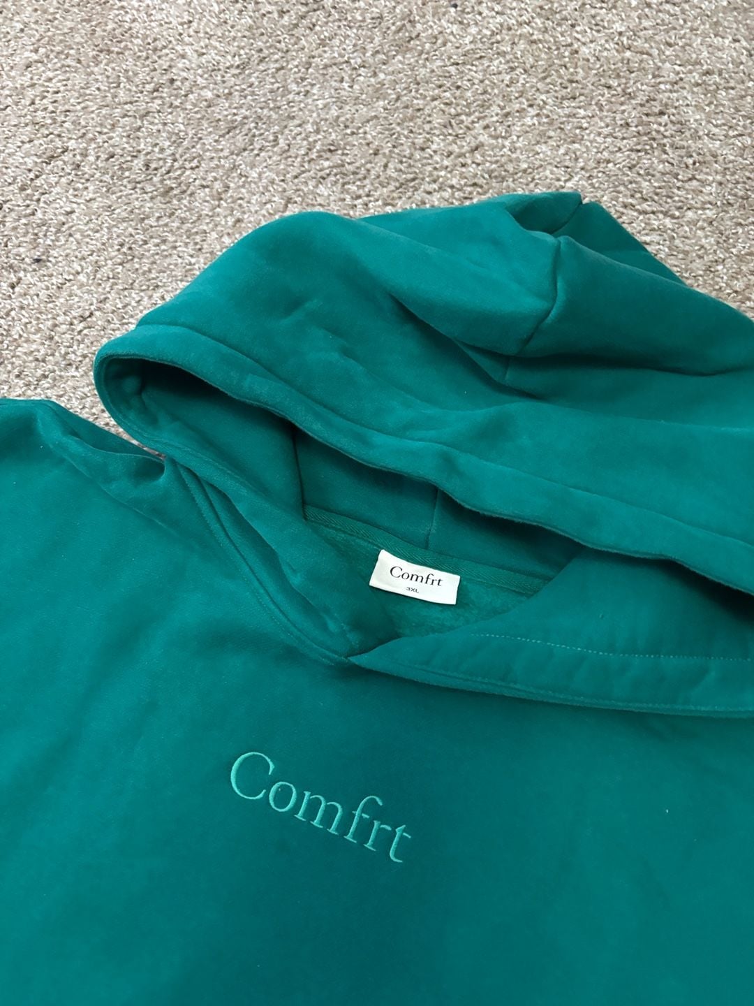 Modern Heavyweight Comfrt Hoodie Size 3XL Emerald Green Oversized Pullover Sweatshirt 5