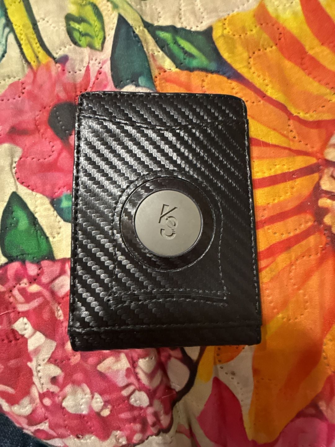 KS Men's Carbon Fiber Wallet AirTag Holder Black 3