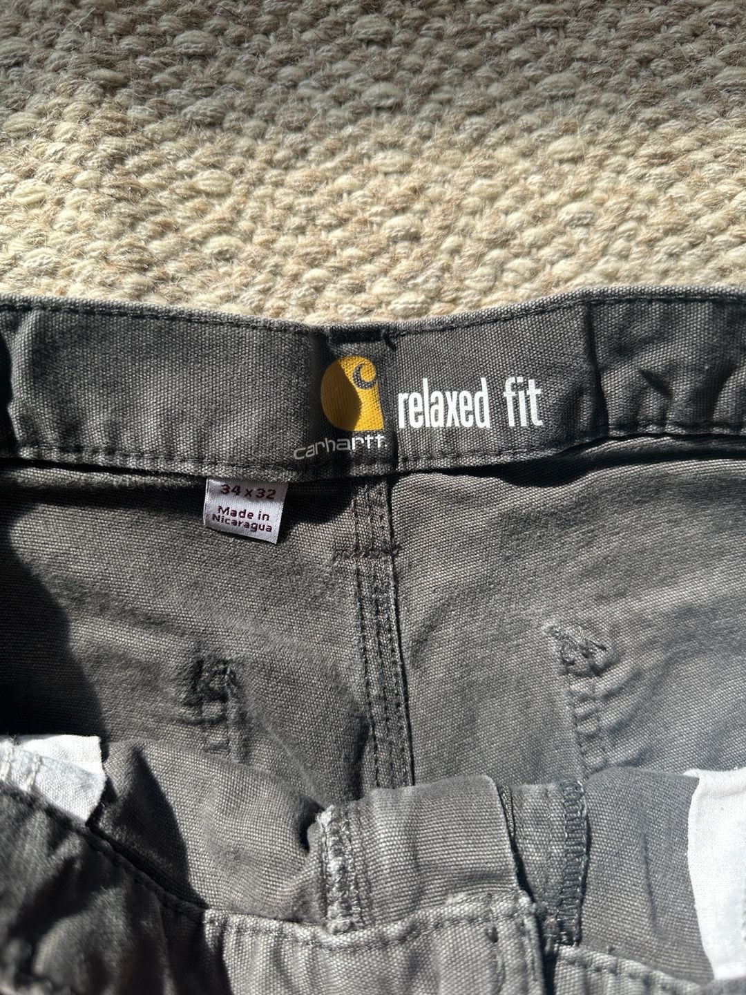 Carhartt Relaxed Fit Work Pants Size 34x32 Gray Canvas Utility 3