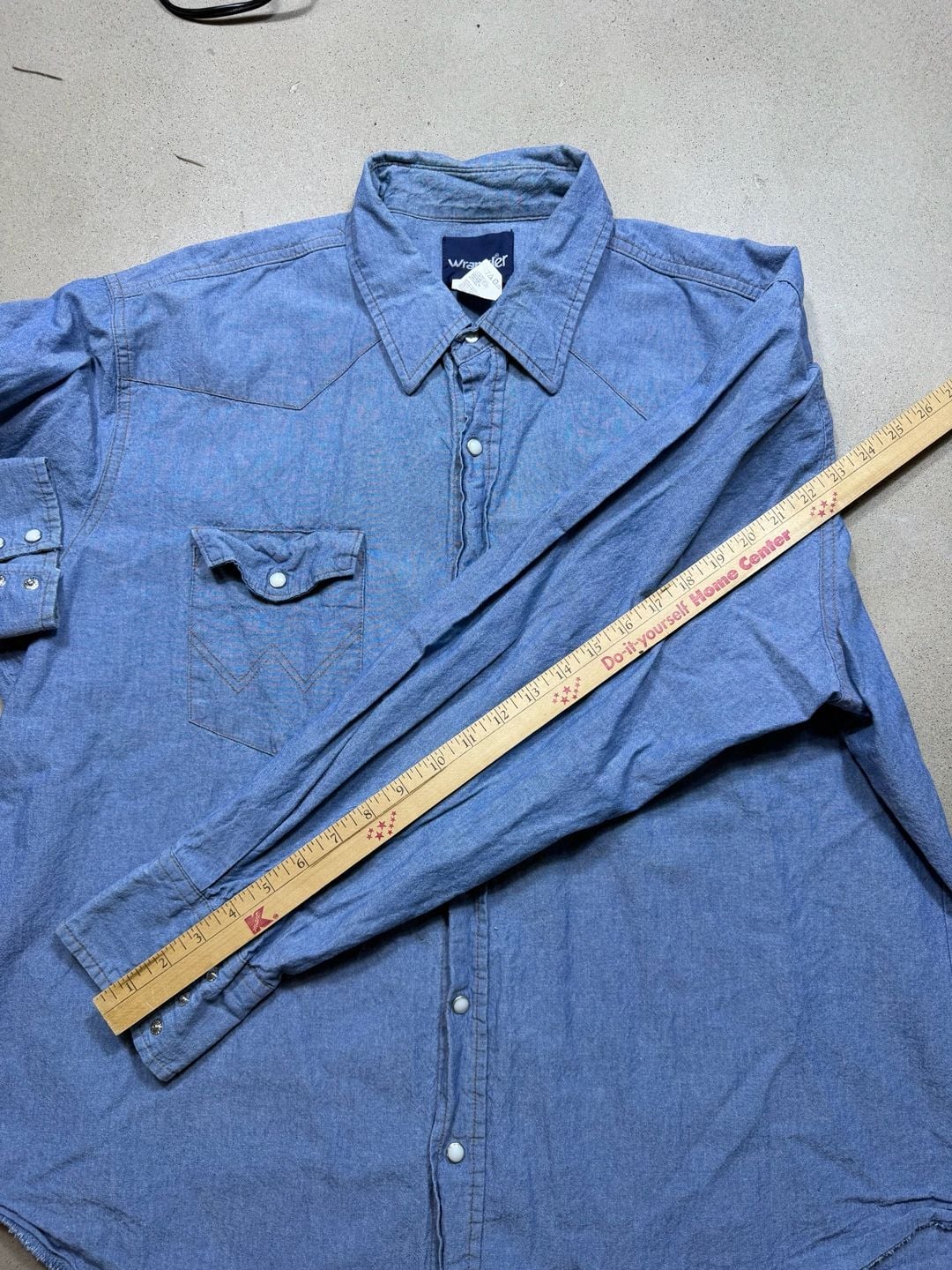 Wrangler Western Shirt XXL Blue Pearl Snap Long Sleeve denim  7