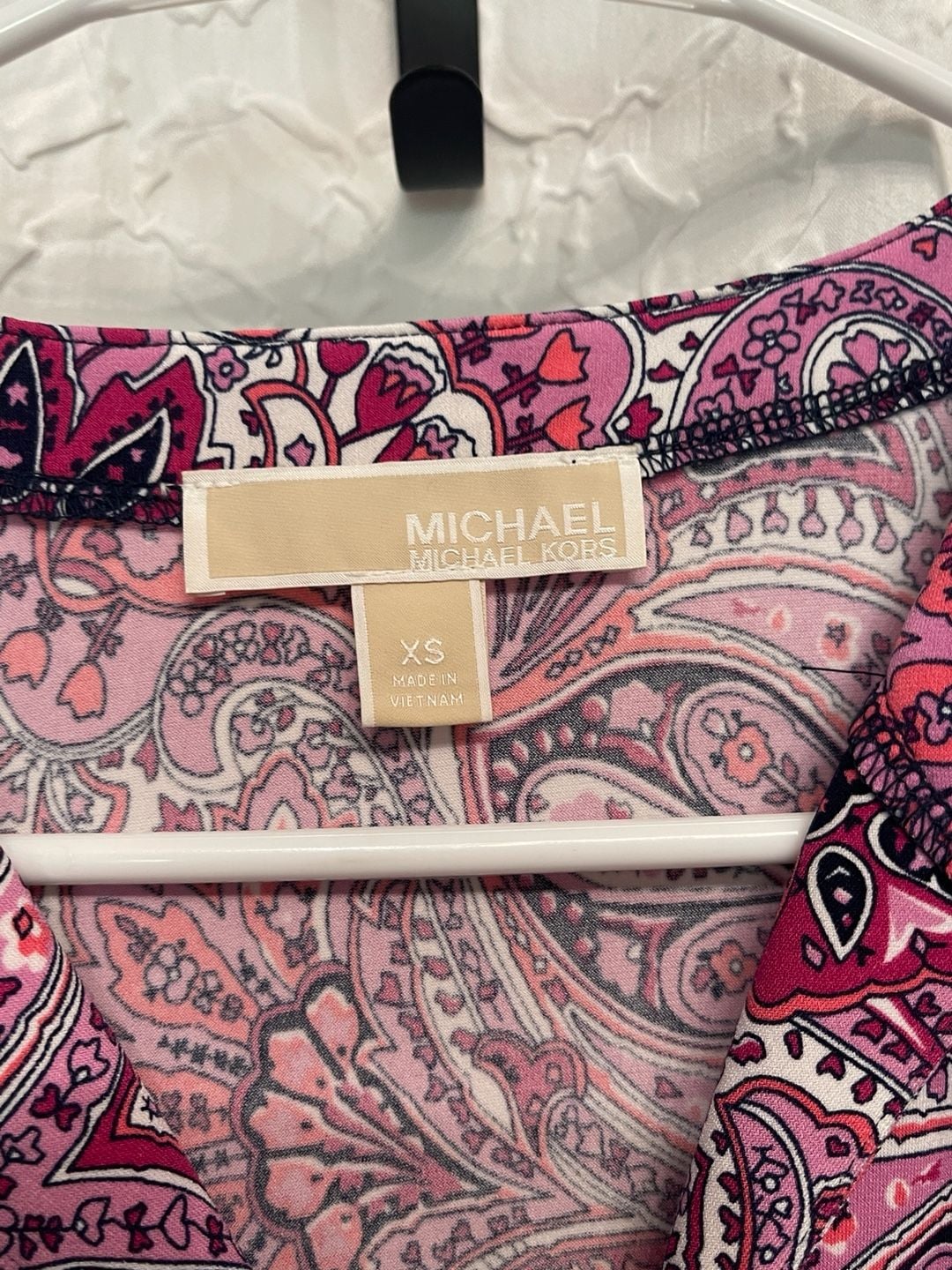Michael Kors Pink Paisley Sleeveless Ruffle Hem Mini Dress Extra Small Boho 3