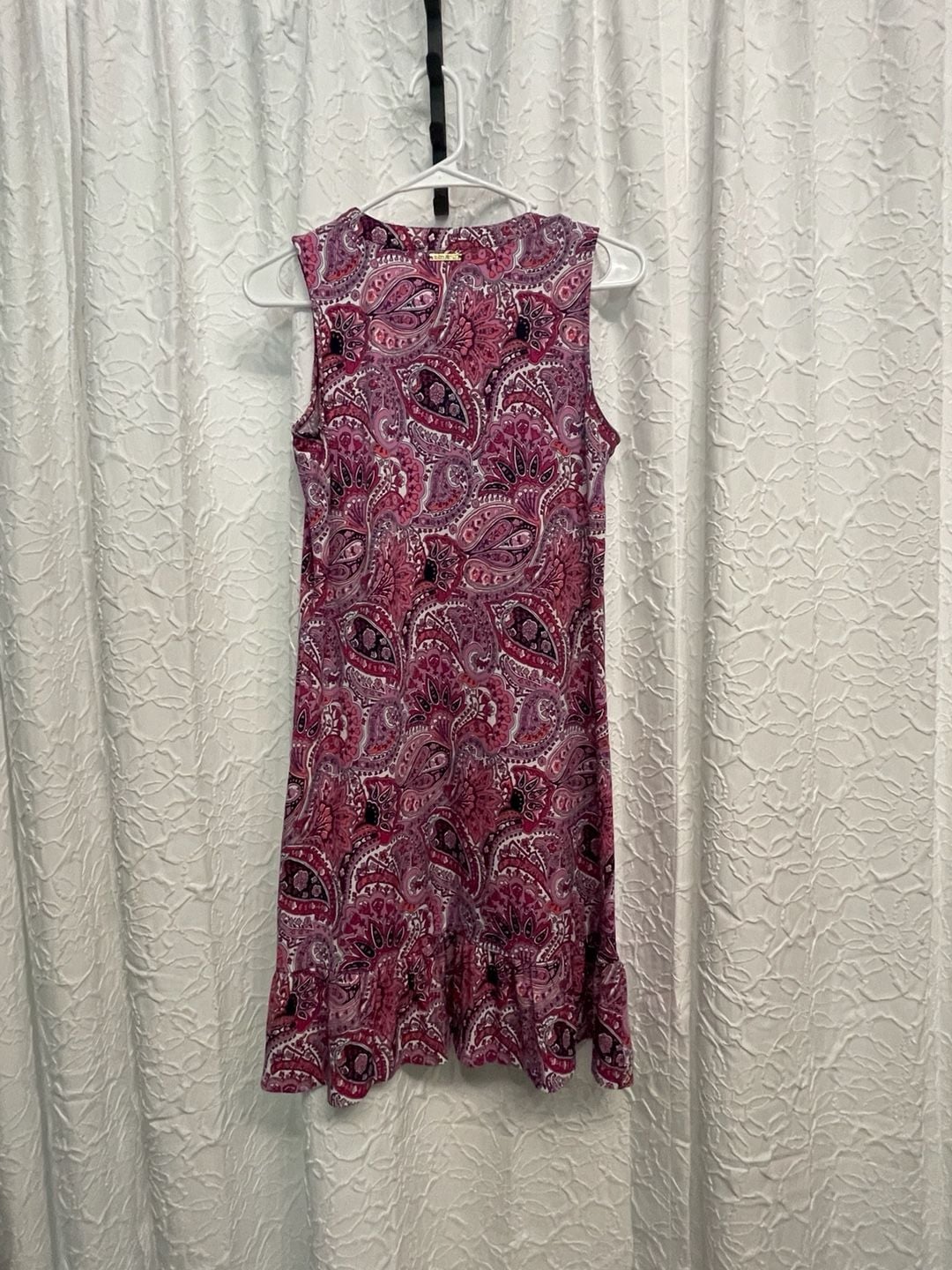 Michael Kors Pink Paisley Sleeveless Ruffle Hem Mini Dress Extra Small Boho 4