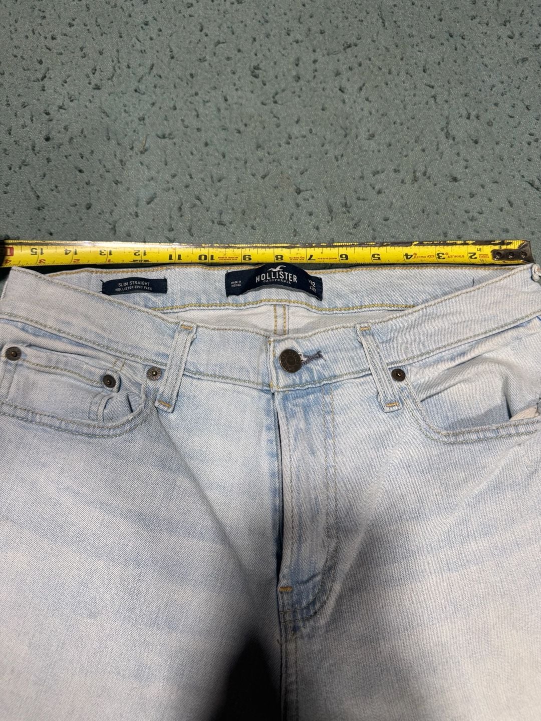 Hollister Slim Straight Jeans W32 L32 Light Wash Distressed Epic Flex 6