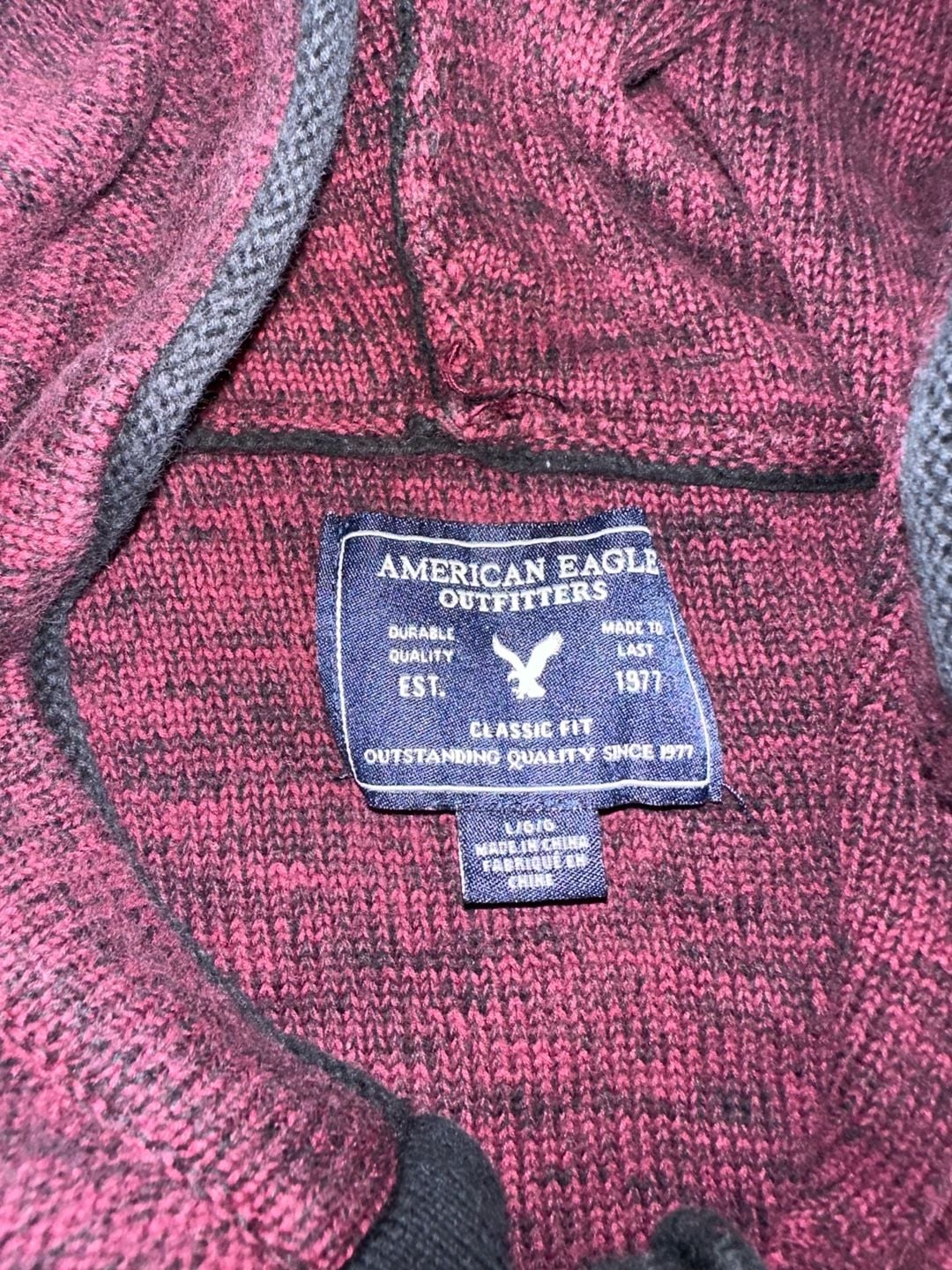 American Eagle Outfitters Hoodie Size Large Burgundy Pullover Sweater 3