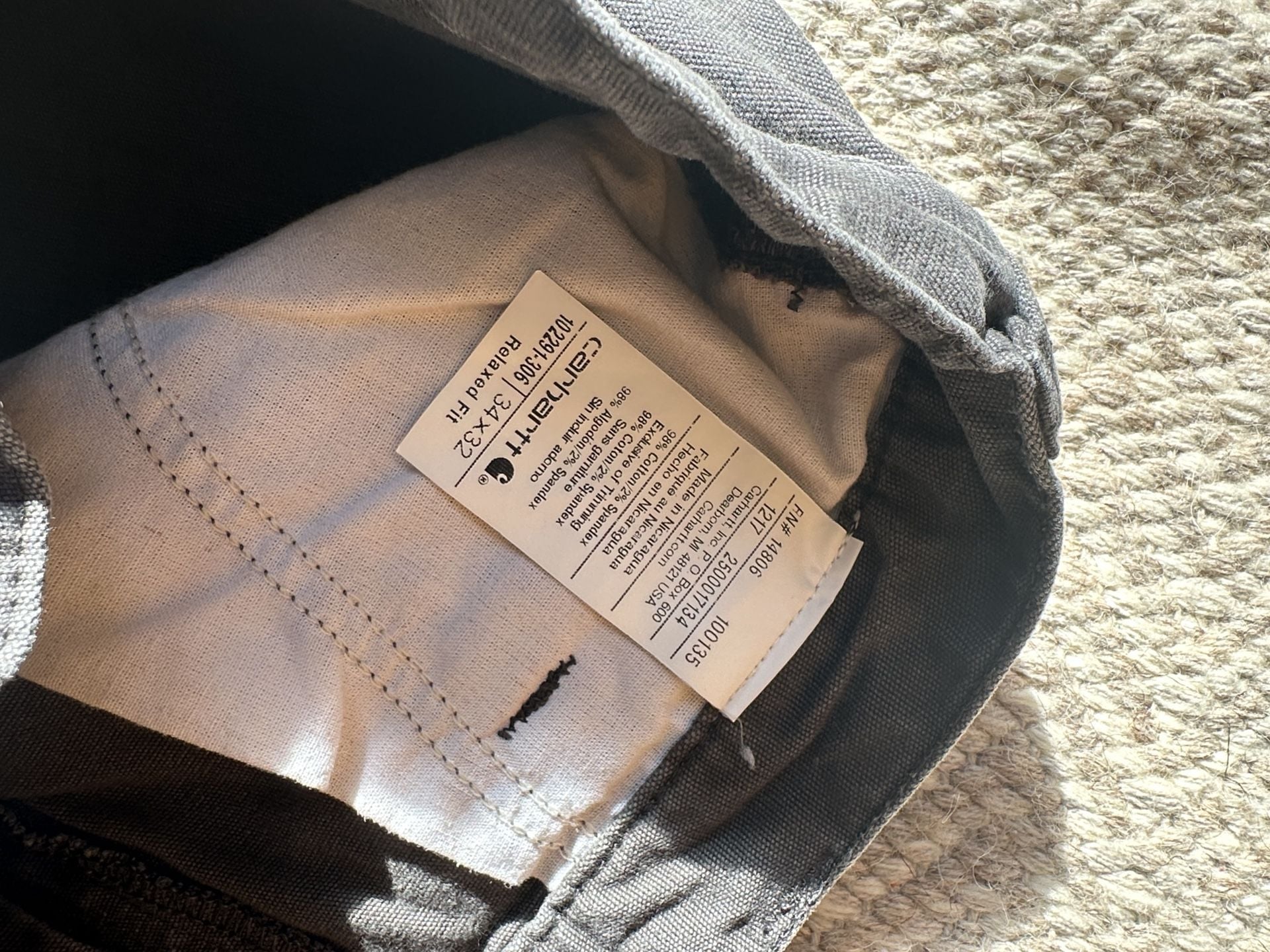 Carhartt Relaxed Fit Work Pants Size 34x32 Gray Canvas Utility 6