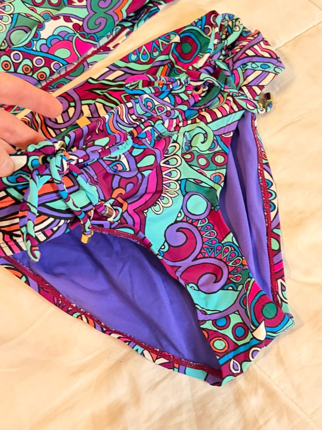 Gibson & Latimer Tankini Swimsuit Set Size M Multicolor Paisley Halter BOHO 4