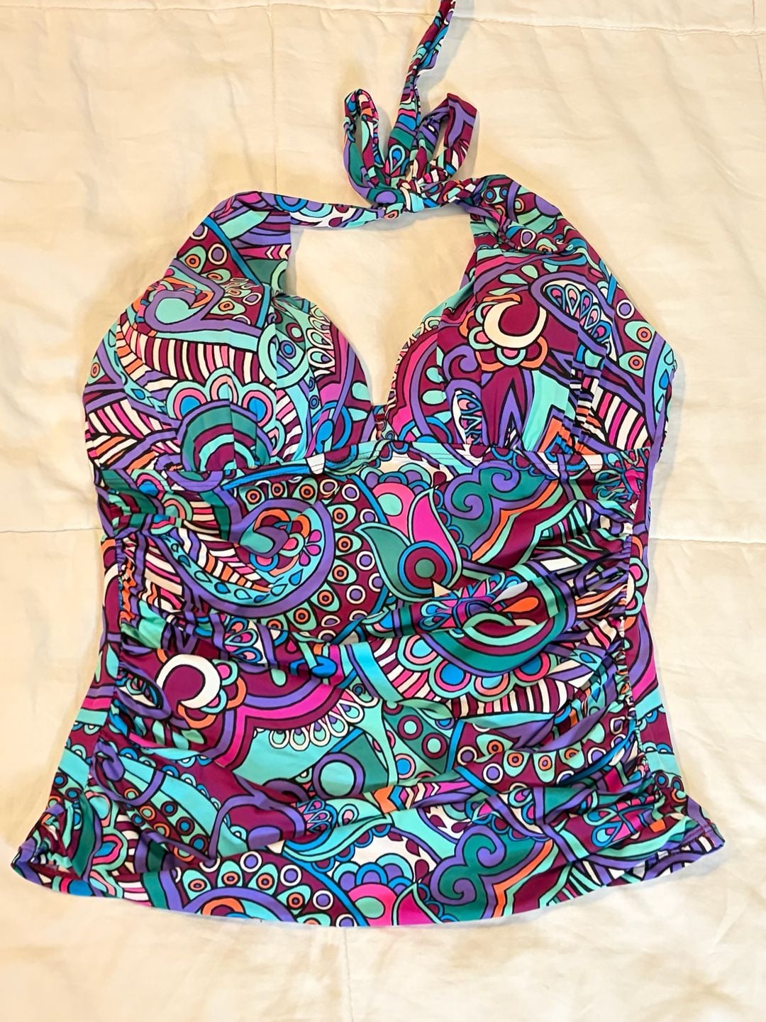 Gibson & Latimer Tankini Swimsuit Set Size M Multicolor Paisley Halter BOHO 7