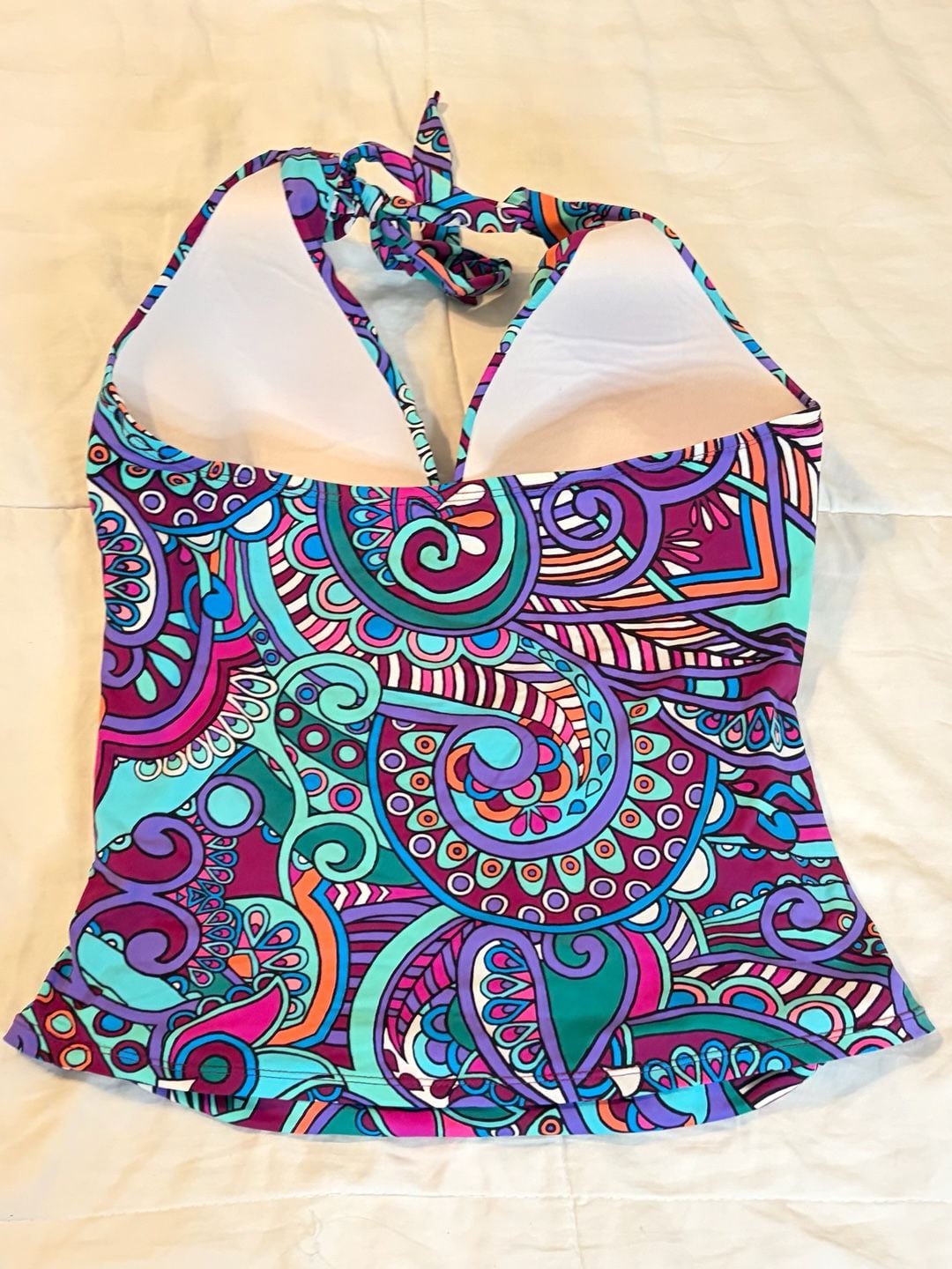 Gibson & Latimer Tankini Swimsuit Set Size M Multicolor Paisley Halter BOHO 8