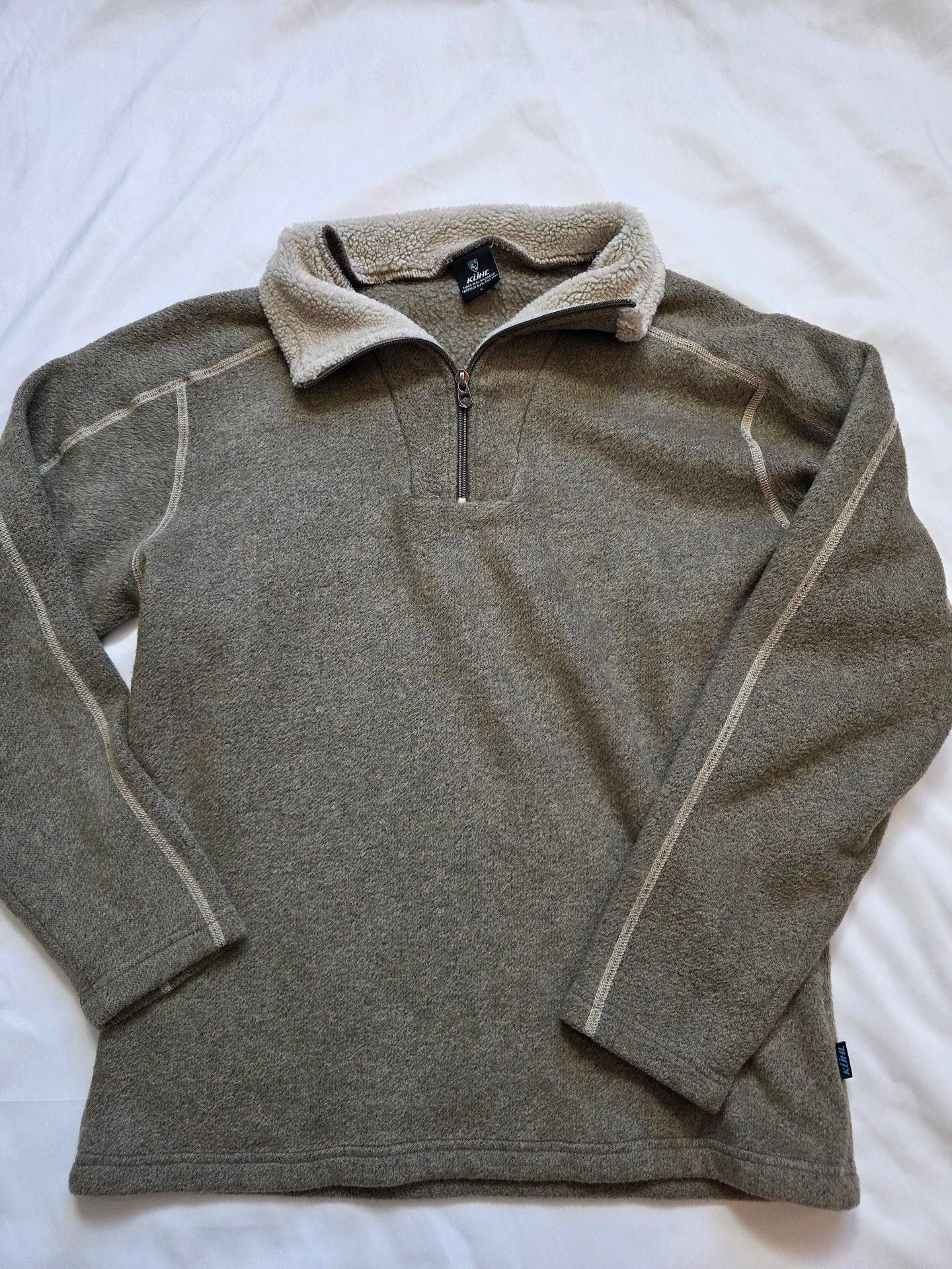 Kuhl Europa 1/4 Zip Fleece Pullover Sweater Size L Tan Brown 2