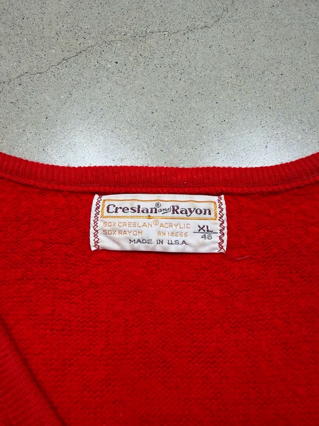 Vintage Creslan And Rayon V-Neck Sweater Size XL Red North 4