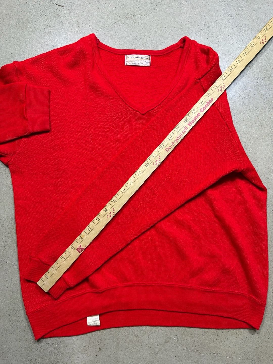 Vintage Creslan And Rayon V-Neck Sweater Size XL Red North 7