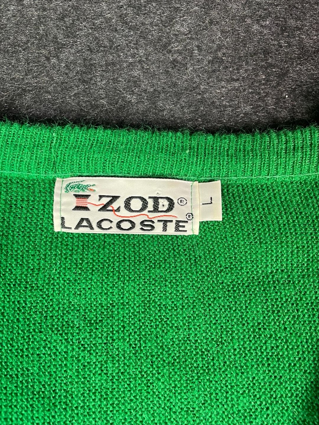 Izod Lacoste V-Neck Sweater Size L Green Vintage Acrylic Pullover 3
