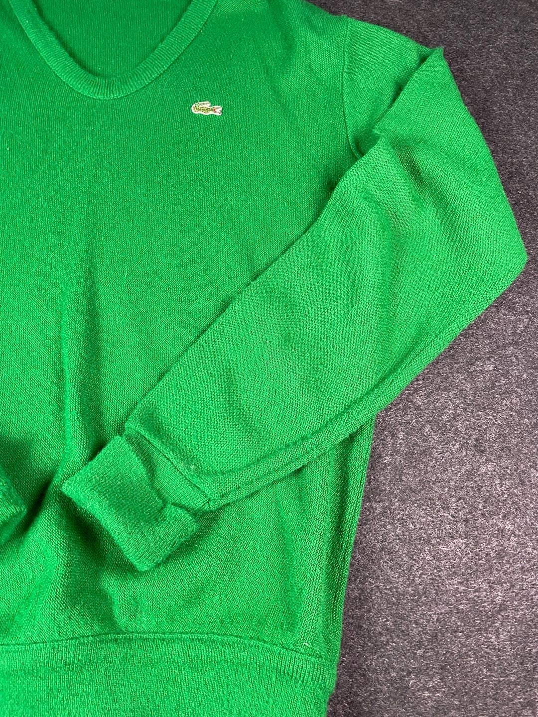 Izod Lacoste V-Neck Sweater Size L Green Vintage Acrylic Pullover 8