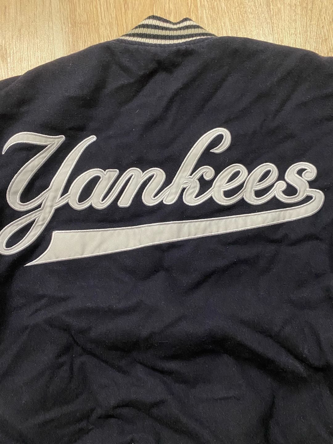 JH Design New York Yankees Reversible Varsity Jacket Navy Wool 6