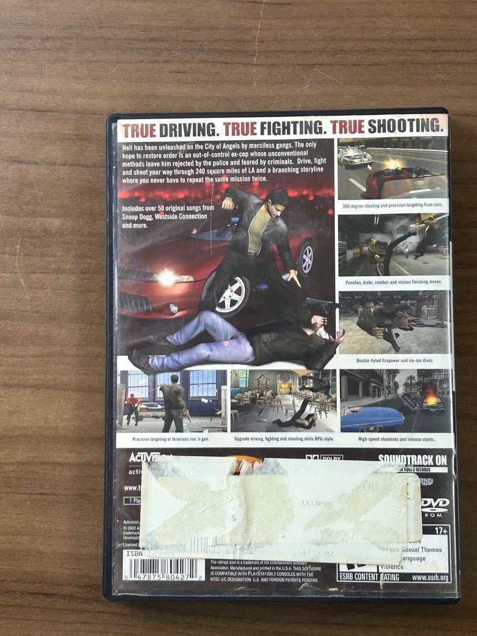 True Crime Streets of LA PS2 PlayStation 2 Game Disc Case 2003 Activision 3