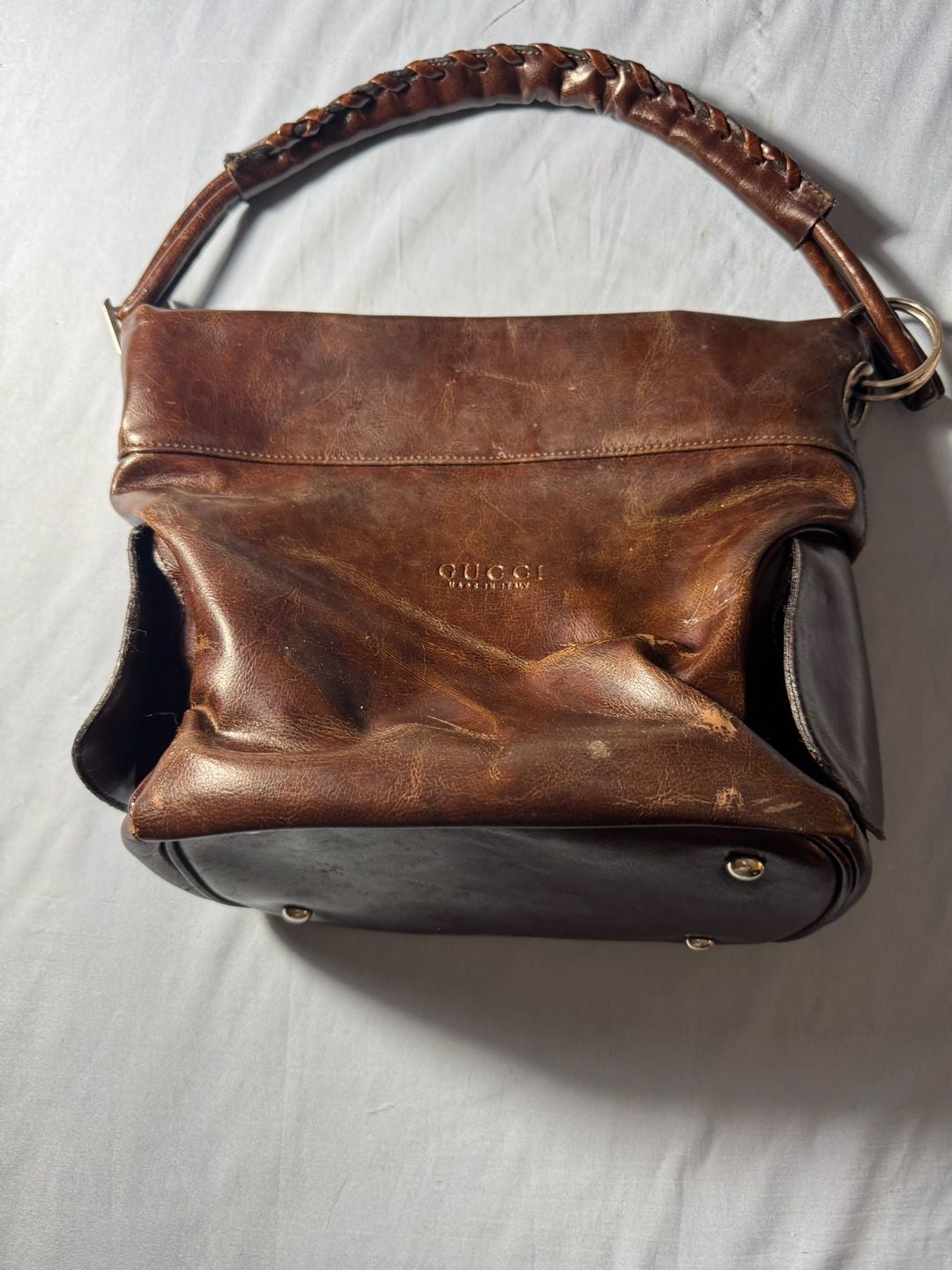 Gucci Leather Shoulder Bag Brown 2