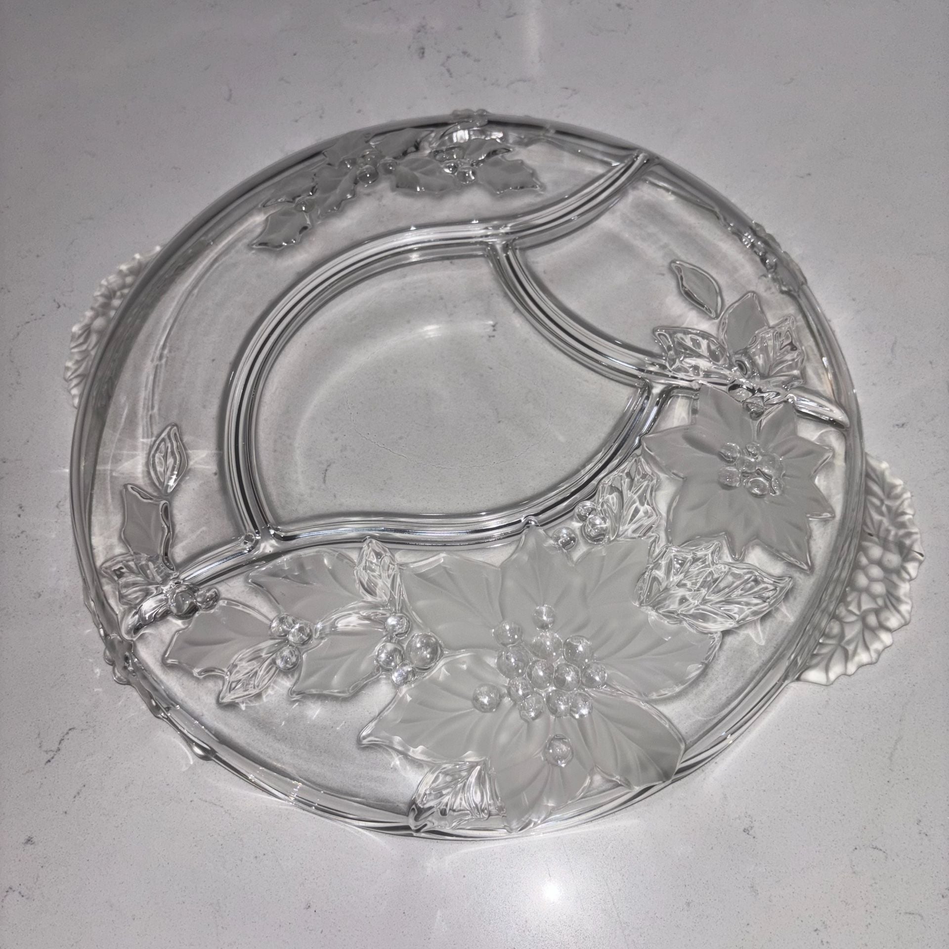 Mikasa Holiday Frosted Poinsettia Divided Serving Platter
16”x13”  8