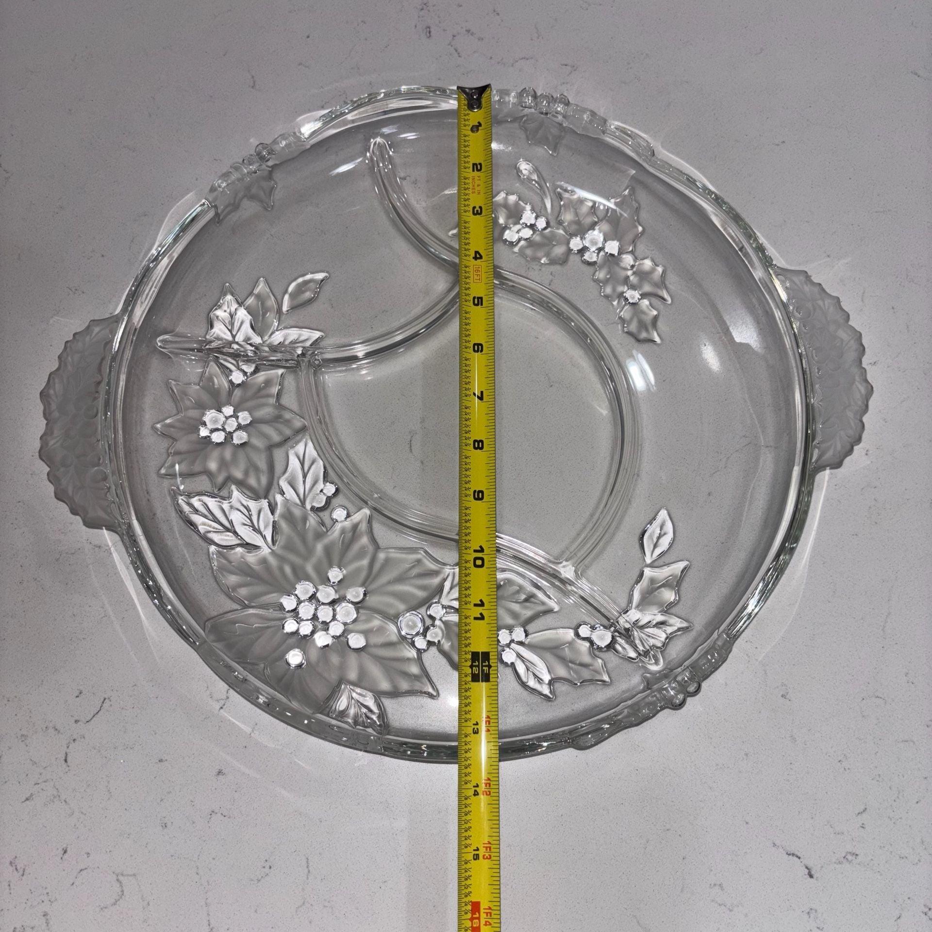 Mikasa Holiday Frosted Poinsettia Divided Serving Platter
16”x13”  10