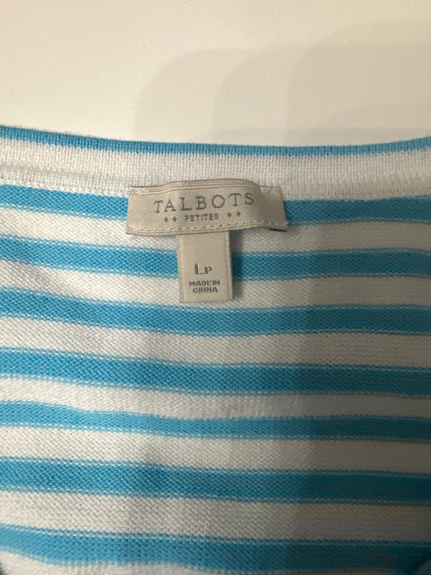 Talbots Blue and White Striped Button-Up Cardigan Large Petite 3