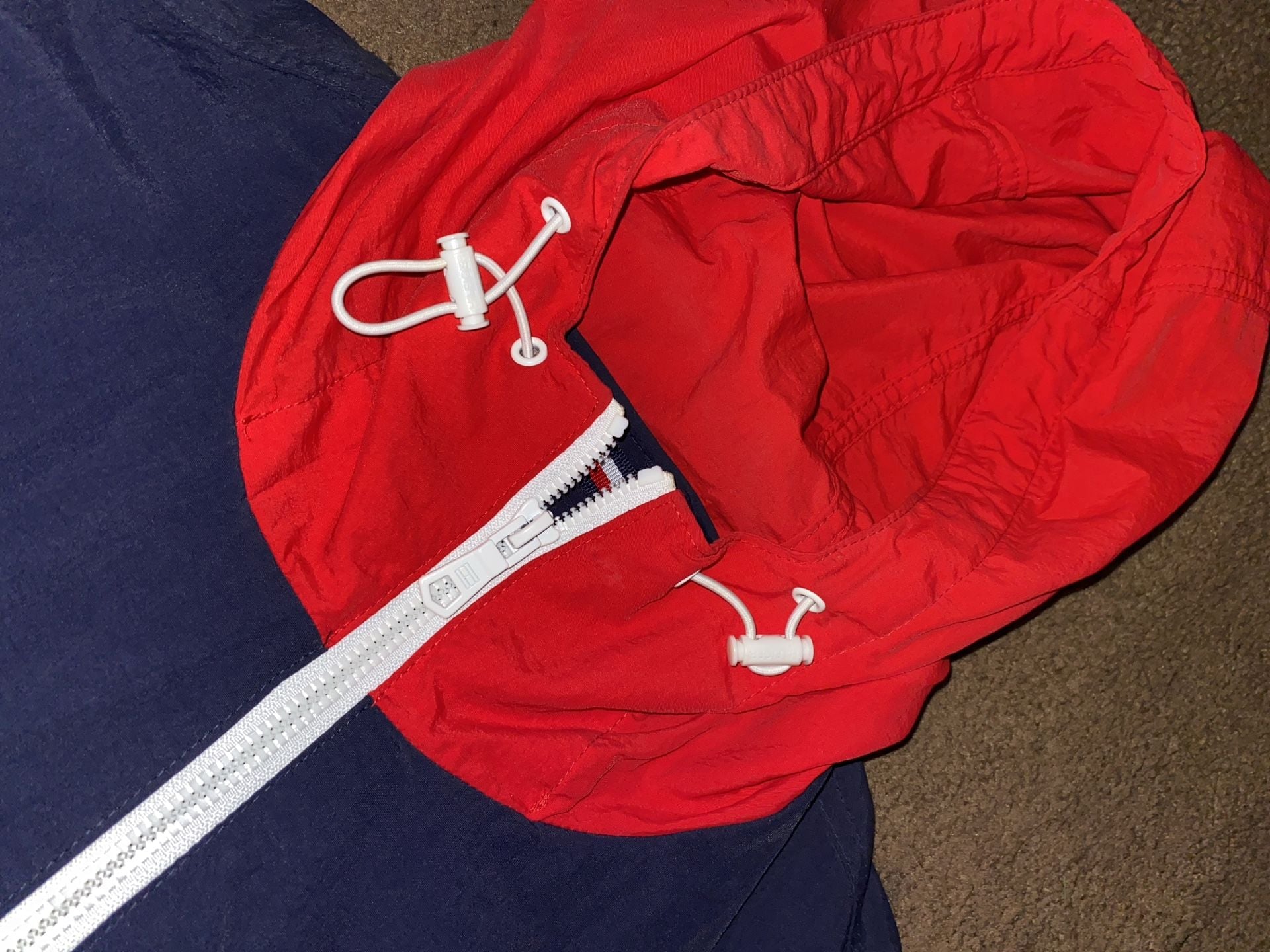 Tommy Hilfiger 1/2 Zip Hooded Windbreaker Jacket Size S Multicolor 7