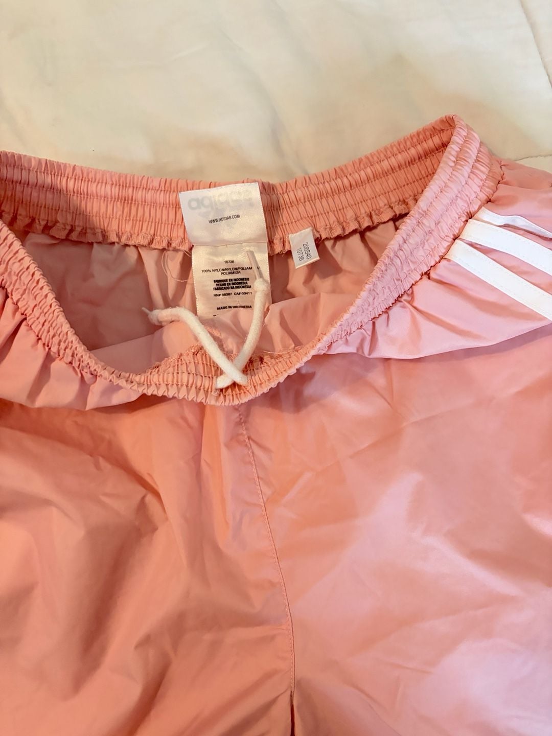 Adidas Pink Nylon Shorts 3 Stripe Retro Y2K Athletic Running Vintage Style M 7