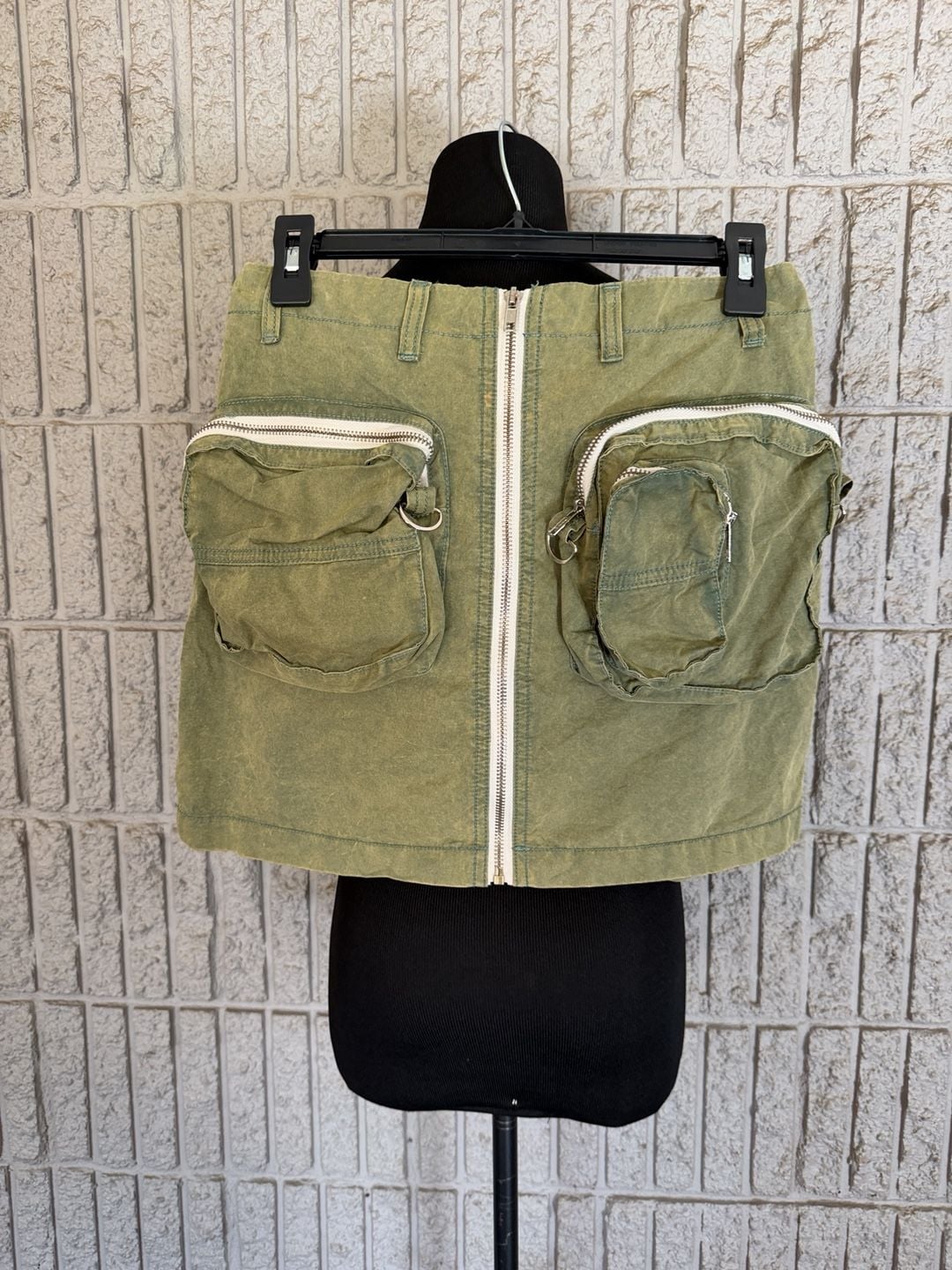 895 Pol Utility Cargo Mini Skirt Size L Green Cotton 2