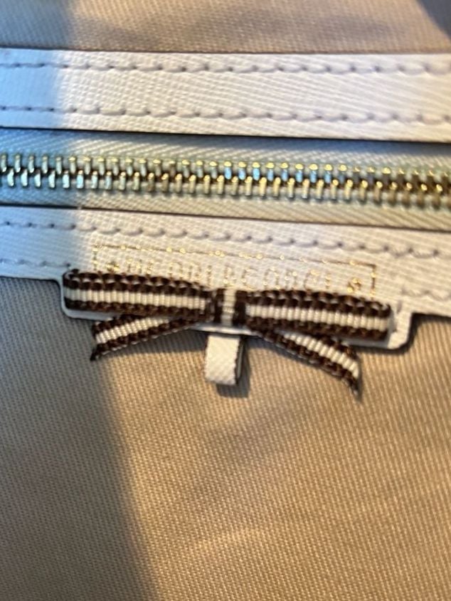Henri Bendel Raffia Tote Bag Neutral Textured Straw White Leather 8