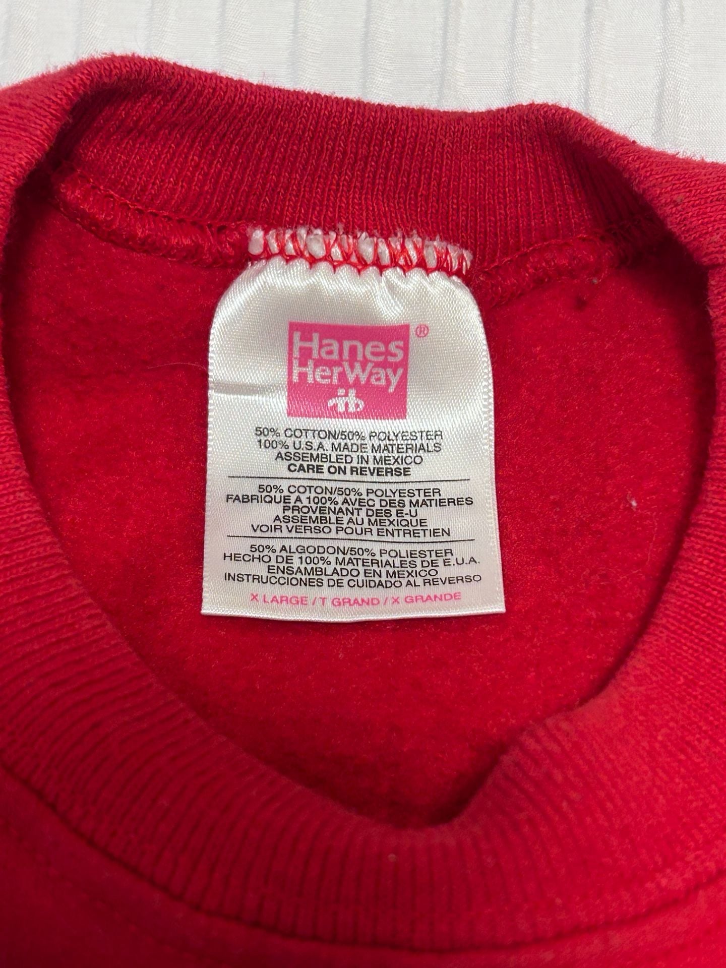 Hanes HerWay Quilted Applique Sweatshirt Size XL Red 5